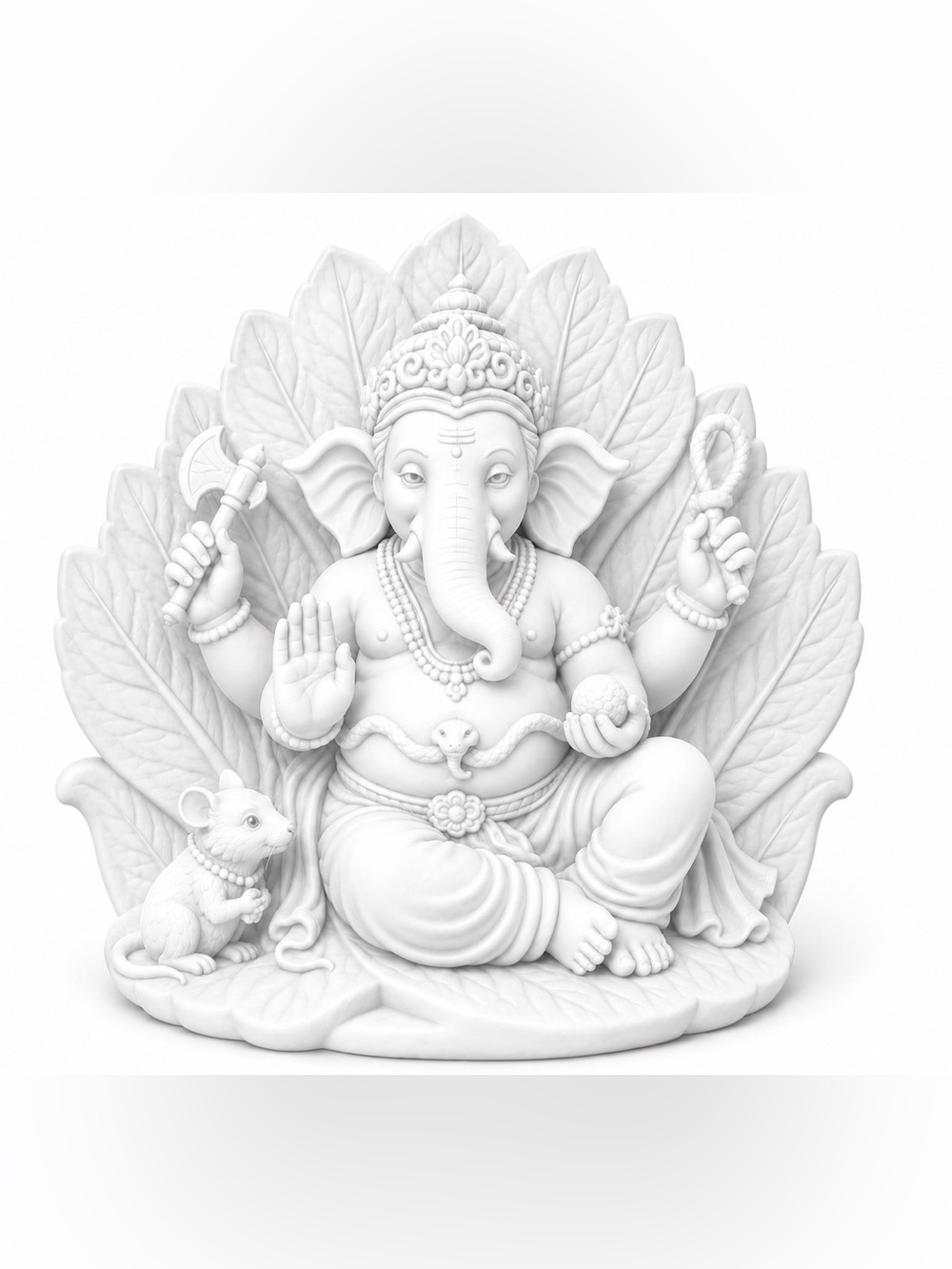 White Ganesha Statue Decorative Figurine